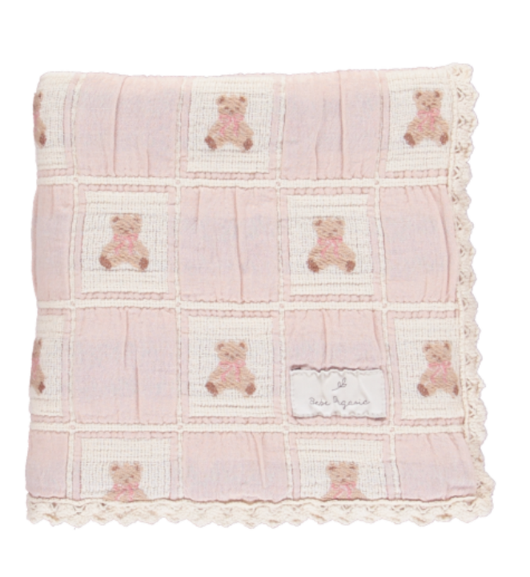 BEBE ORGANIC Teddy Patchwork Blanket - Mauve