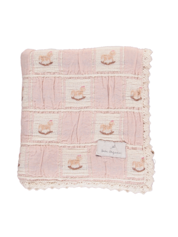 BEBE ORGANIC Rocking Horse Patchwork Blanket - Mauve