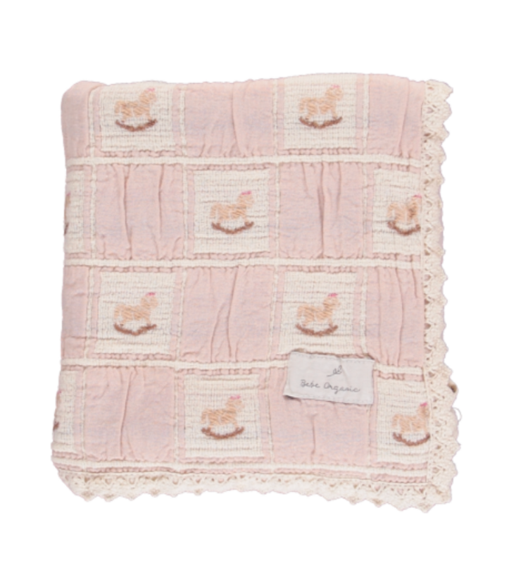 BEBE ORGANIC Rocking Horse Patchwork Blanket - Mauve