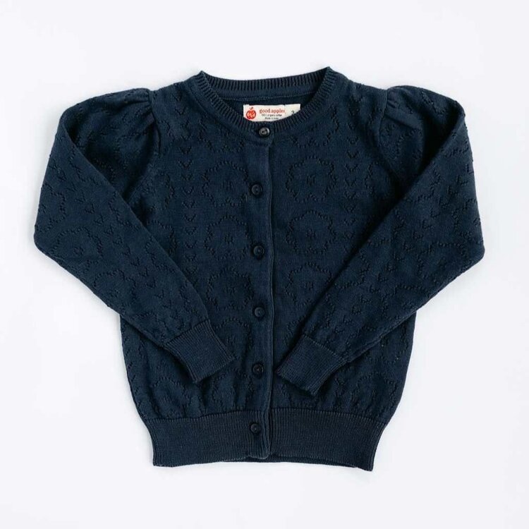 GOOD APPLES Pointelle Floral Cardigan