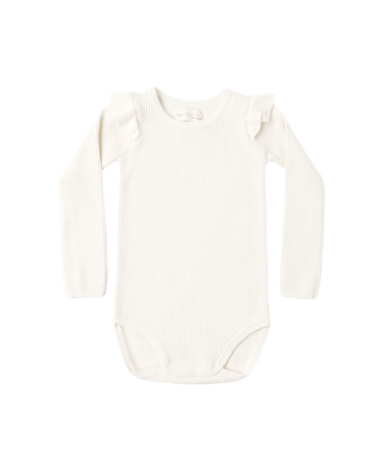 RYLEE AND CRU Shoulder Ruffle Bodysuit