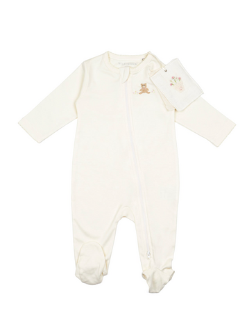 WILD WAWA Bear With Flowers Pima Footie
