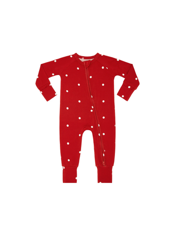 IN MY JAMMERS Polka Dot Zipper Romper