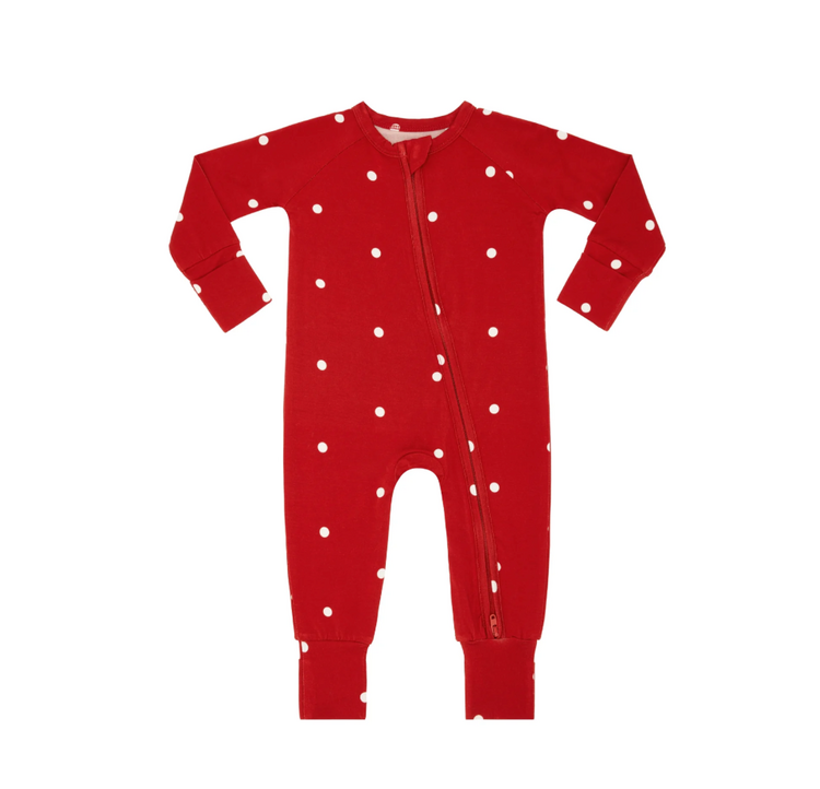 IN MY JAMMERS Polka Dot Zipper Romper