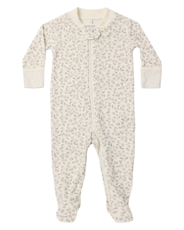 QUINCY MAE Floret Zip Footie
