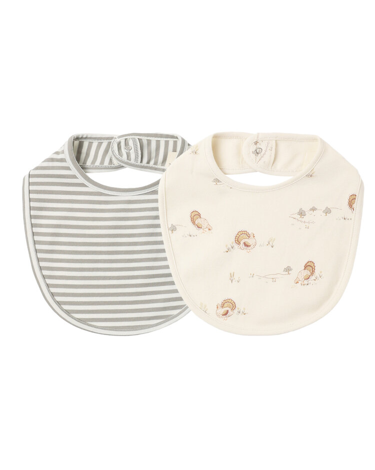 QUINCY MAE 2 Pack Jersey Bib - Stripe / Turkey