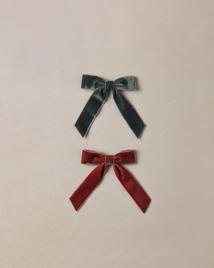 NORALEE Velvet Bows Set - Green/Ruby