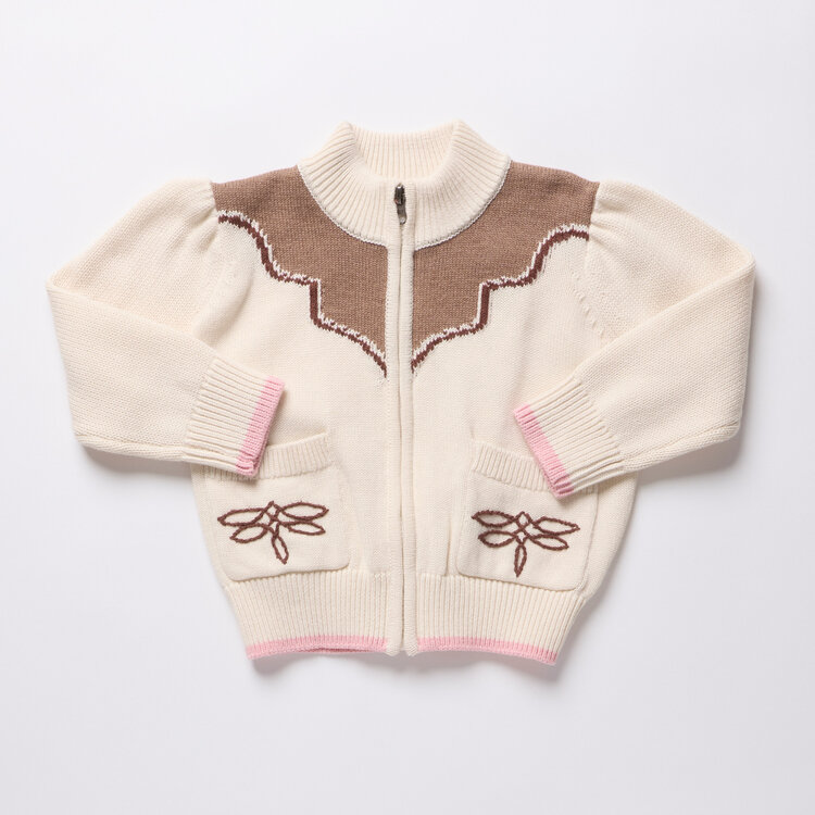 PINK CHICKEN Western Zip Sweater