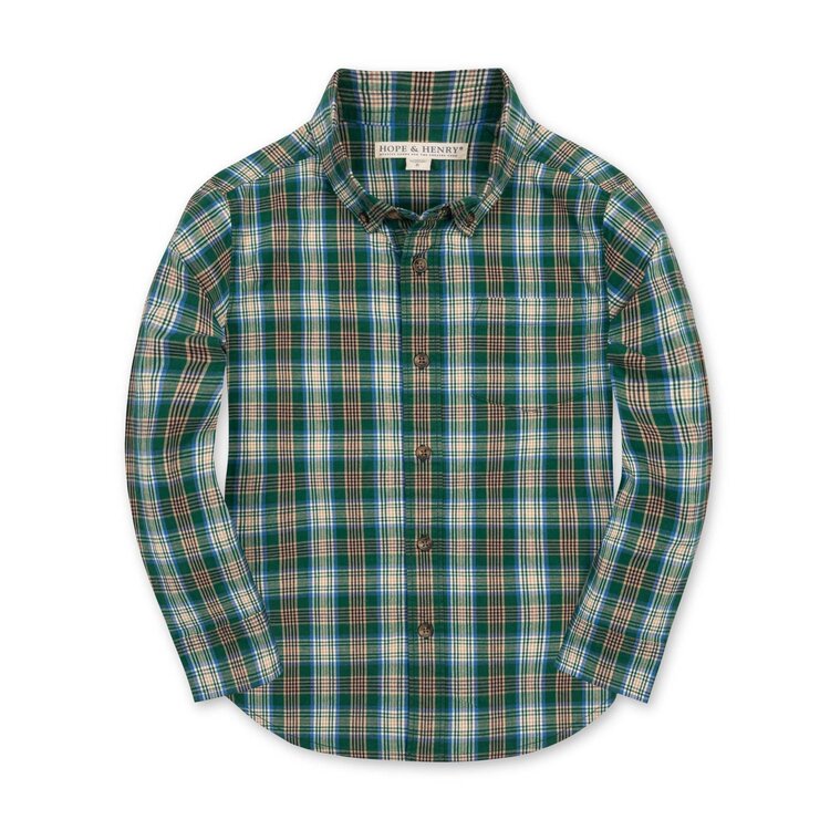 HOPE & HENRY Organic Plaid Poplin Shirt