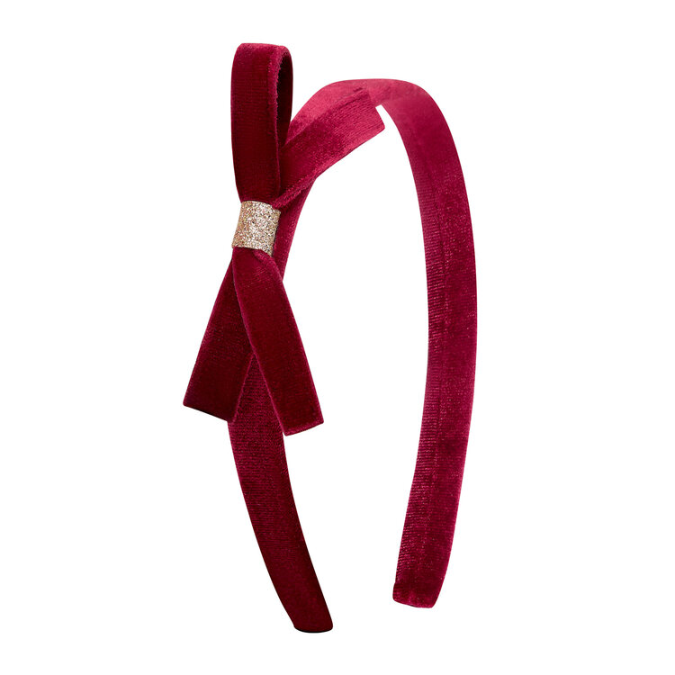 Mimi & Lula Velvet Bow Headband - Burgundy