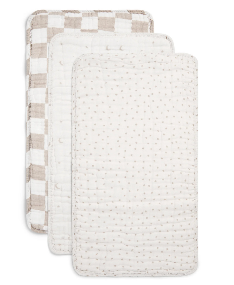 NANA BABY ORGANICS 3 Pack Organic Burp Cloths - Ivory + Oatmeal