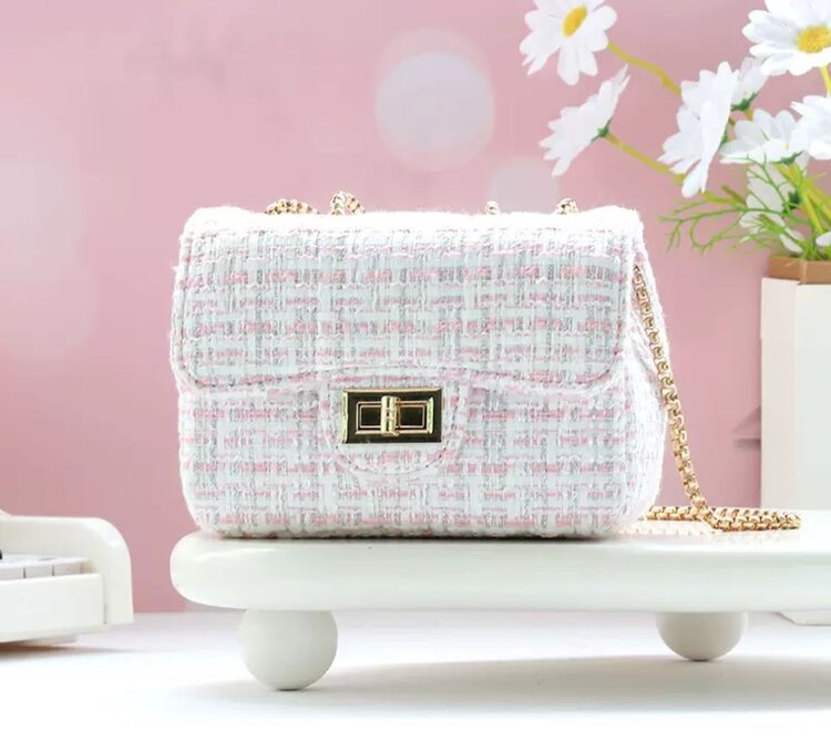 CE CE CO Tweed Pastel Purse - Ivory