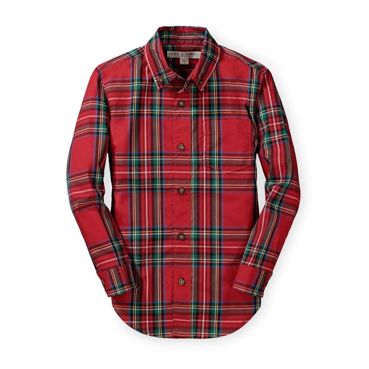 HOPE & HENRY Holiday Tartan Poplin Shirt