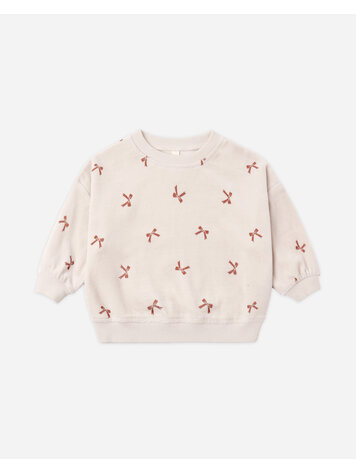 QUINCY MAE Velour Bows Sweatshirt