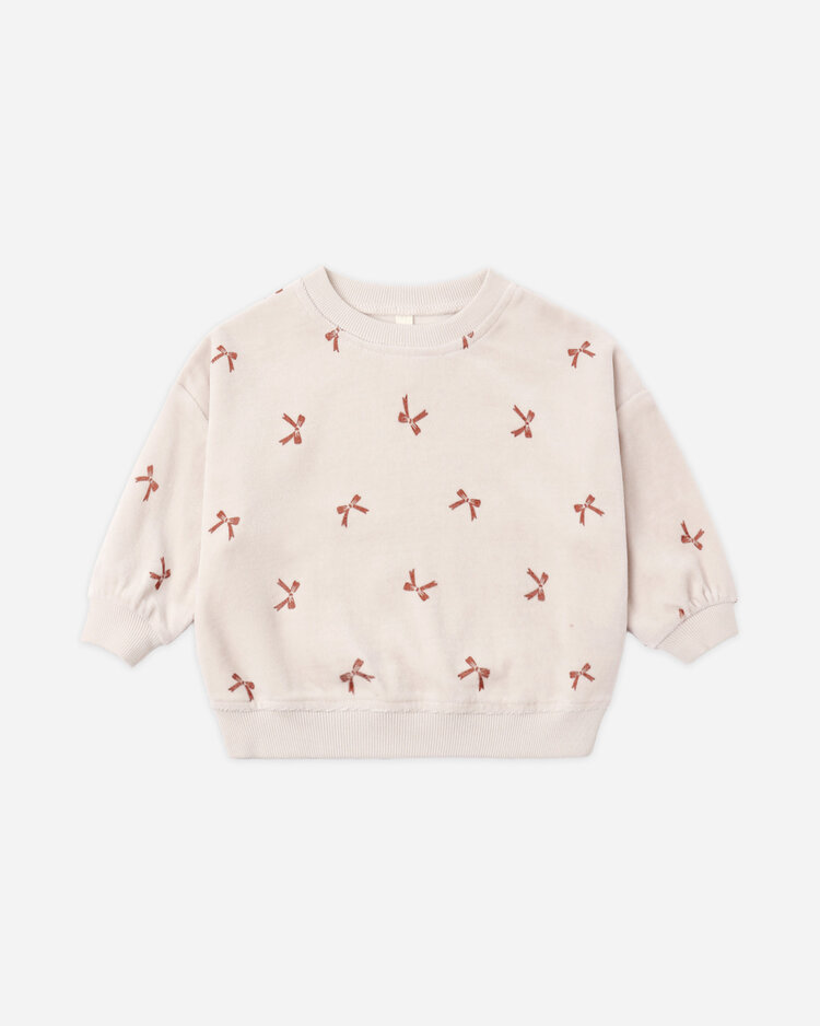 QUINCY MAE Velour Bows Sweatshirt