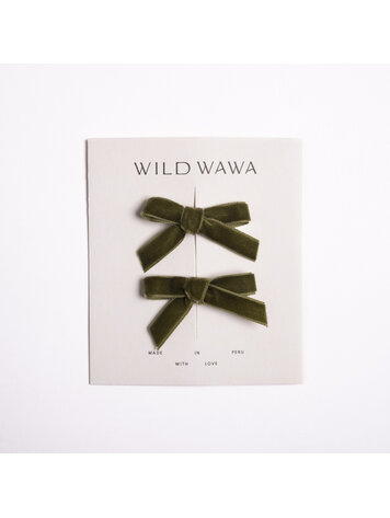 WILD WAWA Velvet Bows - Evergreen