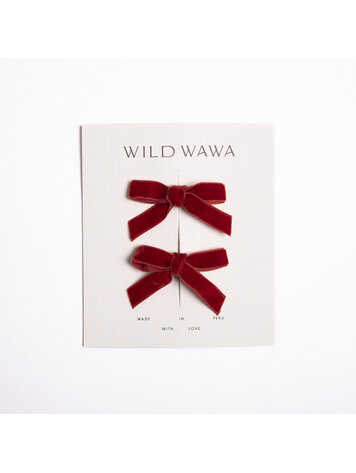 WILD WAWA Velvet Bows - Crimson