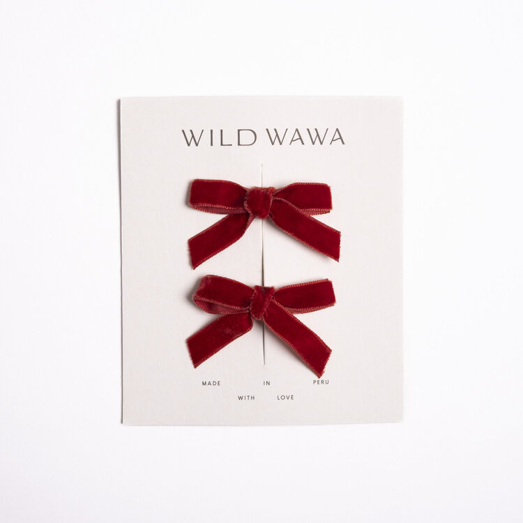 WILD WAWA Velvet Bows - Crimson
