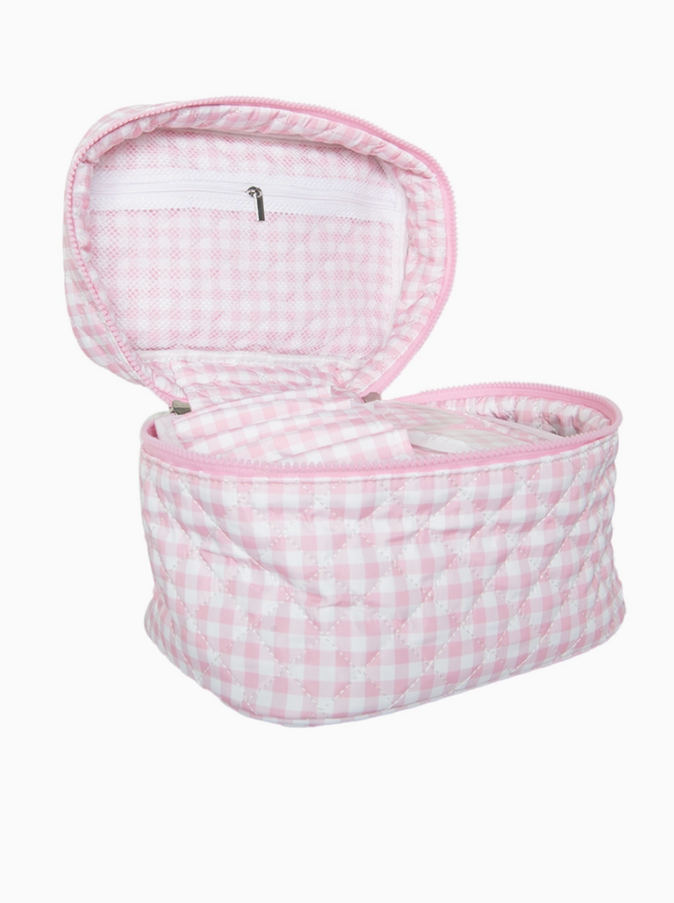KATYDID Light Pink Plaid Cosmetic Bag