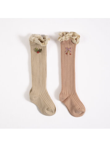 WILD WAWA Embroidered Sock  - Cherries