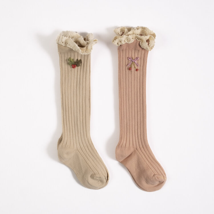 WILD WAWA Embroidered Baby Sock - Cherries