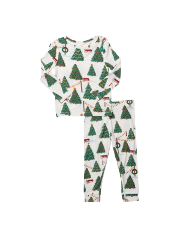 PINK CHICKEN Christmas Tree Farm PJ Set