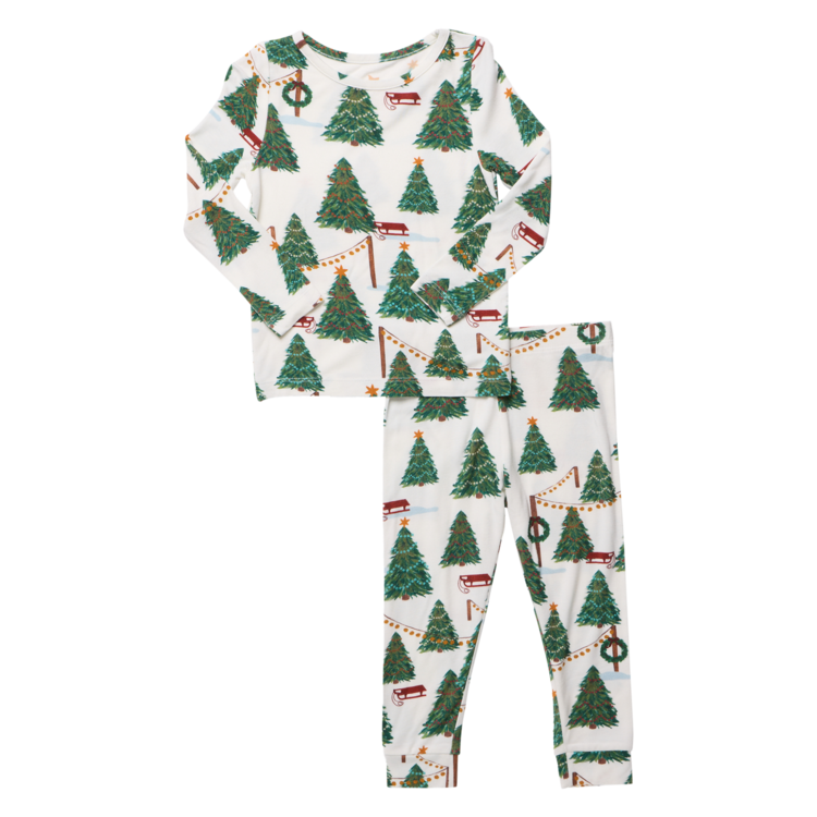 PINK CHICKEN Christmas Tree Farm PJ Set