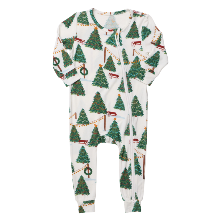 PINK CHICKEN Christmas Tree Farm Romper