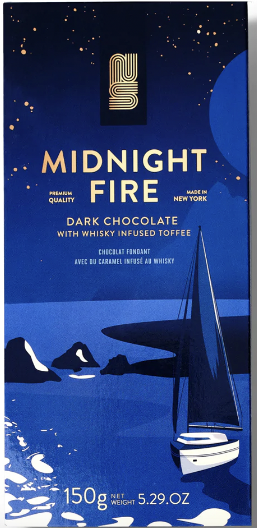 North South Confections "Midnight Fire" Dark Chocolate with Whiskey Infused Toffee