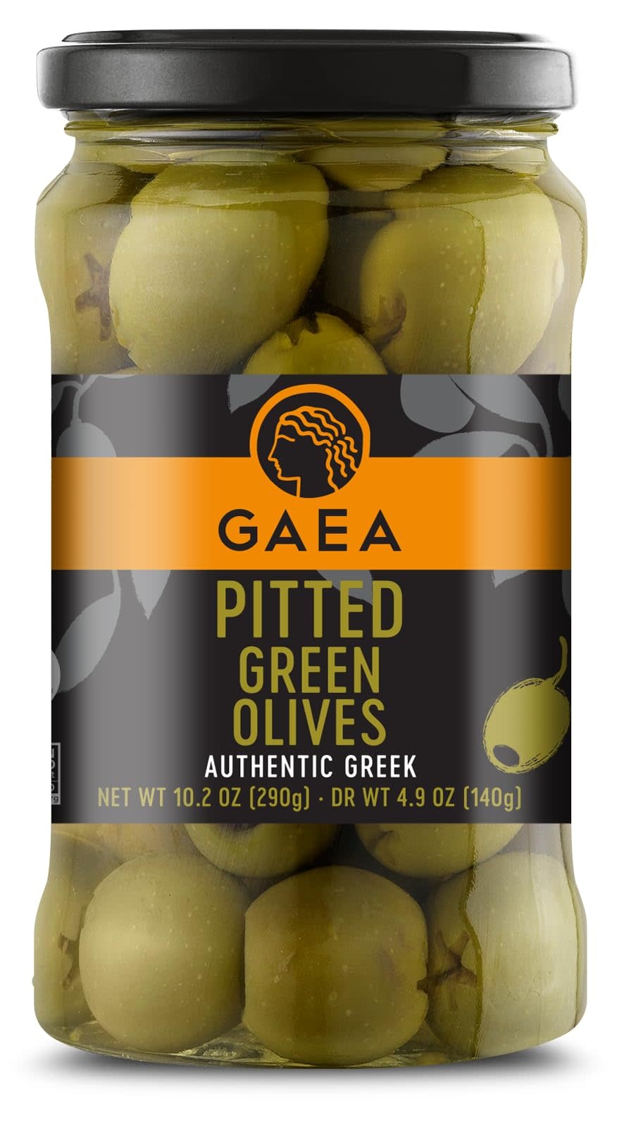 GAEA Pitted Green Olives 4.oz