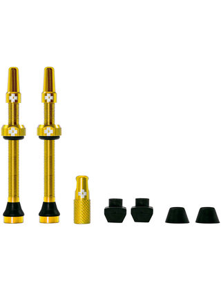 Muc-Off Tubeless Valve Kit: Gold, fits Road and Mountain, 60mm, Pair