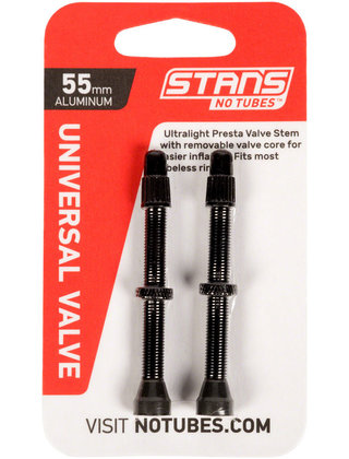 Stan's NoTubes 55mm Tubeless Valves: Pair, Black