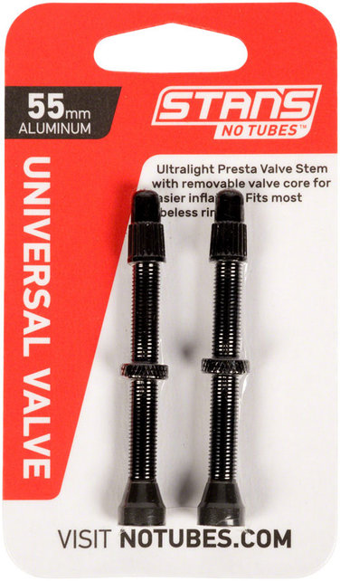 Stan's NoTubes 55mm Tubeless Valves: Pair, Black