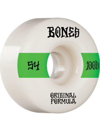 BONES 100's OG V4 #14 54mm WHITE W/GRN