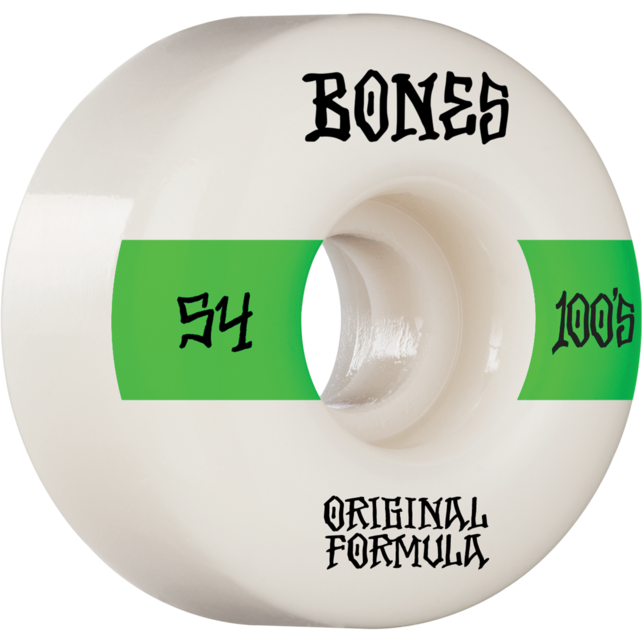 BONES 100's OG V4 #14 54mm WHITE W/GRN