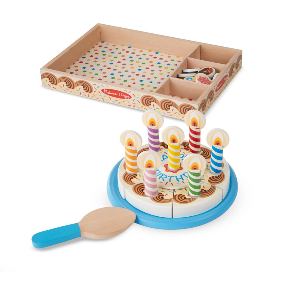 Melissa & Doug Decorate, Slice & Serve Birthday Party - Wooden Toy - The  Sensory Kids<sup>®</sup> Store