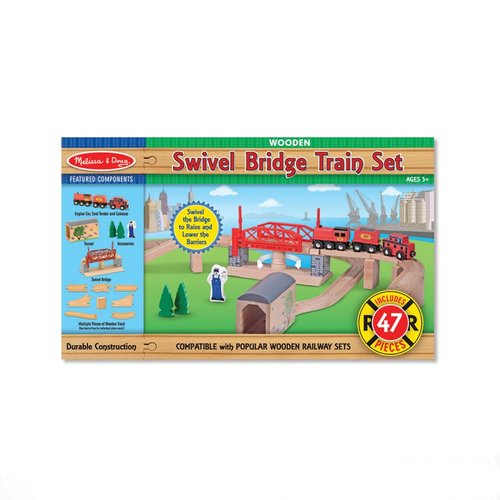 melissa and doug swivel bridge train set