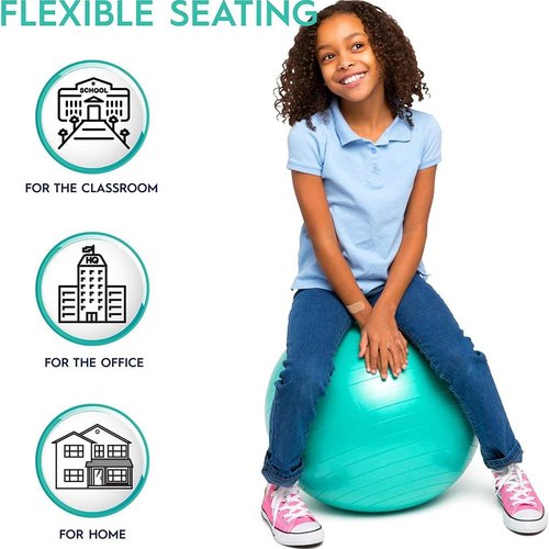 Classroom Aid No Roll, Weighted Balance Ball Chair for Kids up to 5' Tall