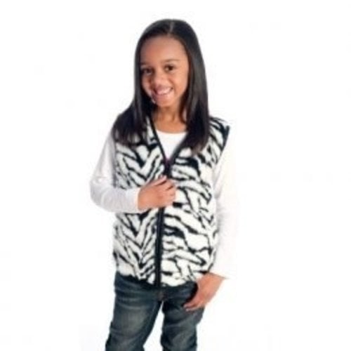 Sensory Clothing Kid's Zebra Faux Fur Weighted Vest with Shoulder Weights