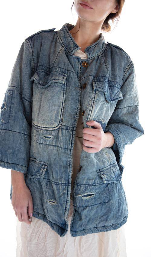 denim and pearl jacket