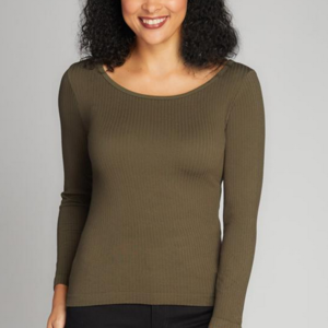 Cest Moi Seamless Rib Crew Neck Top