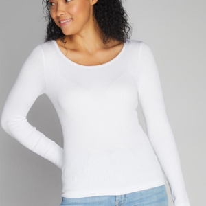Cest Moi Seamless Rib Crew Neck Top