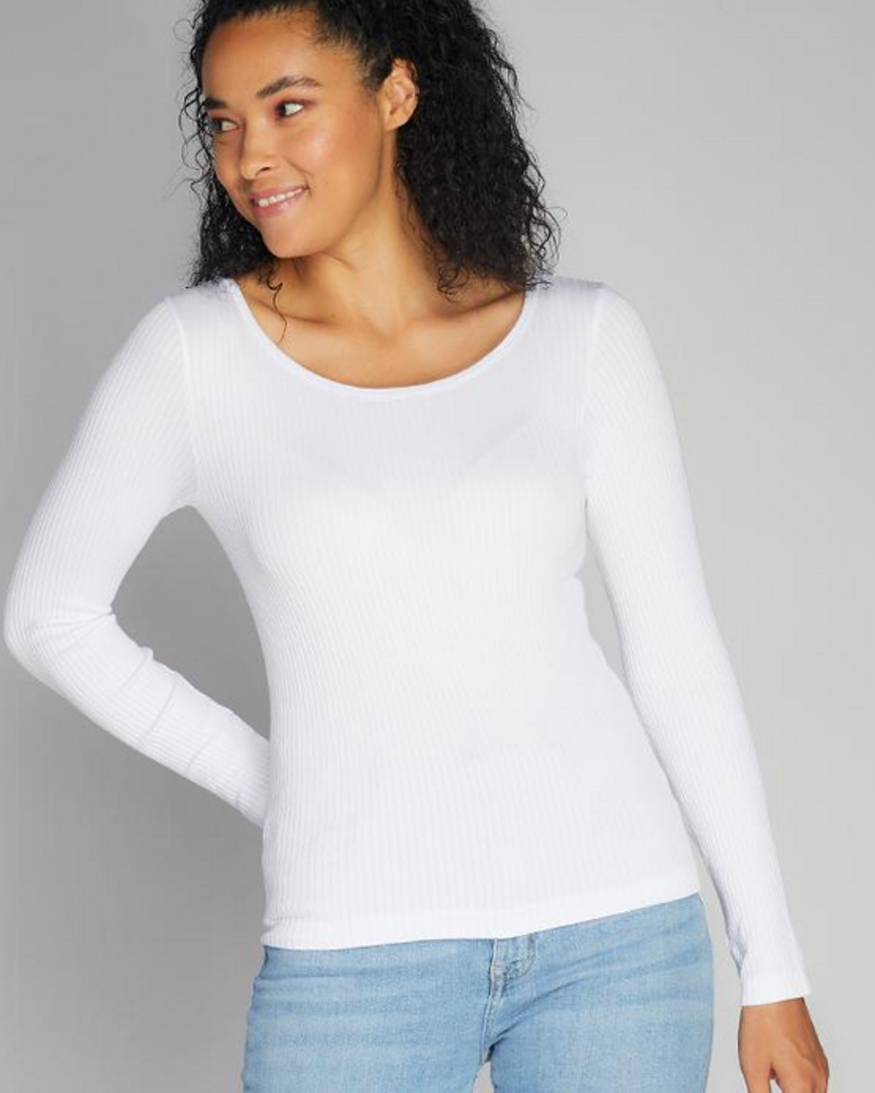 Cest Moi Seamless Rib Crew Neck Top