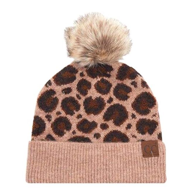 CC Leopard Beanie - White Bull Clothing Co