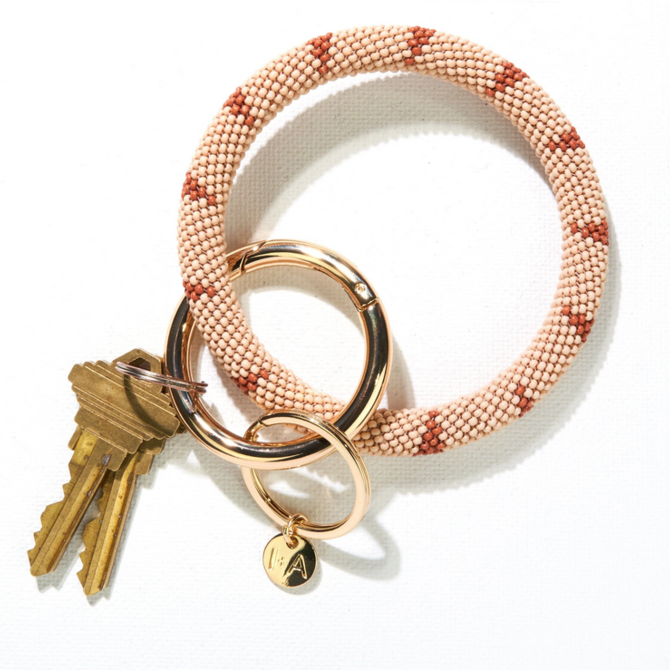 Ink & Alloy Pink Rust Stripe Seed Key Ring