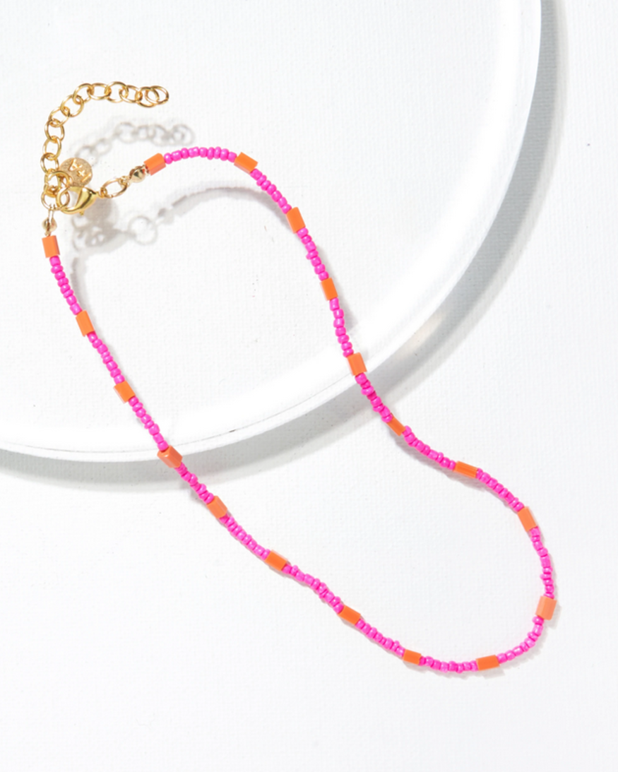 Ink & Alloy Pink/Orange Bead Necklace