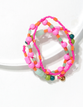 Ink & Alloy Pink/Green Stretch Bracelet Trio