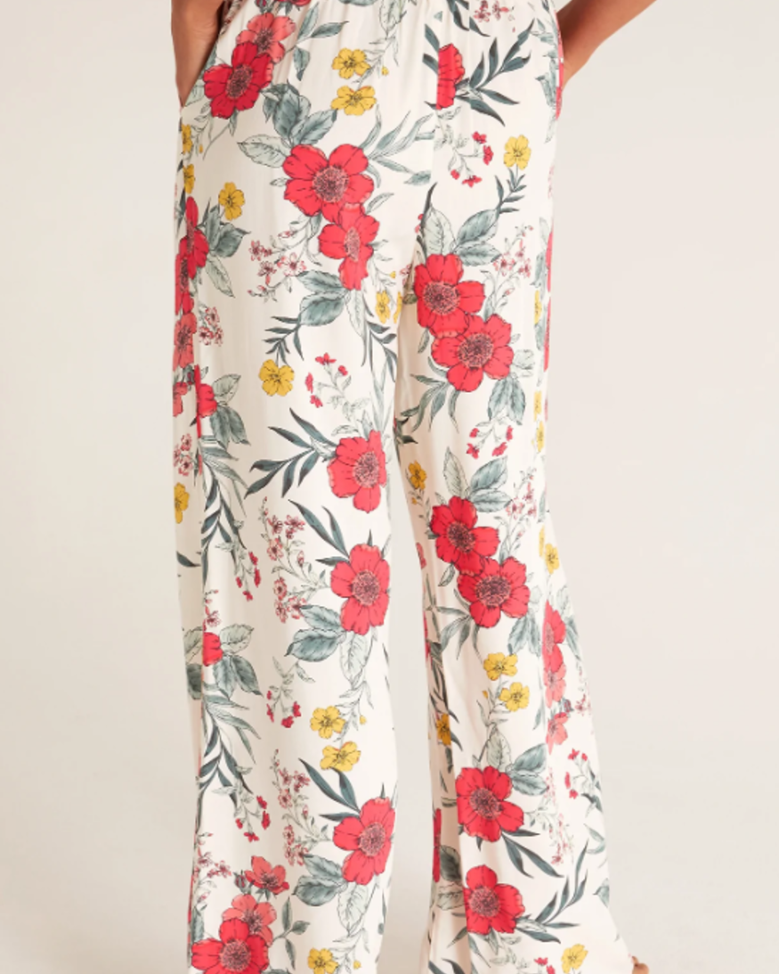 Soft Surroundings Womens Chartreuse Floral Florian Palazzo Pants