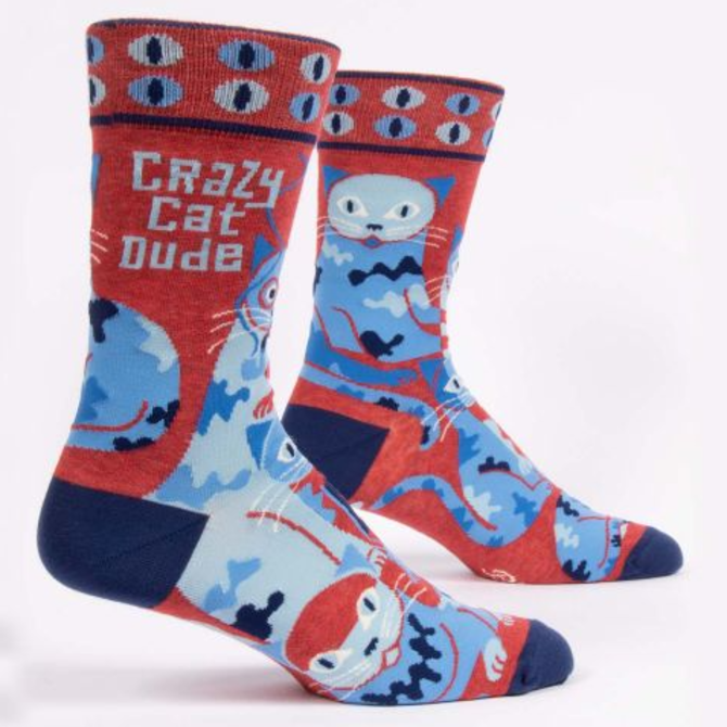 Blue Q Crazy Cat Dude Sock