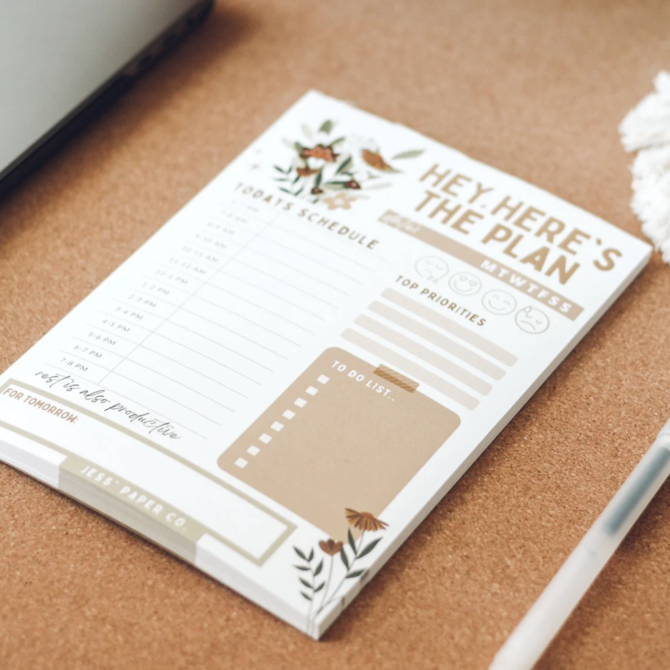 Jess' Paper Co Floral Weekly Notepad